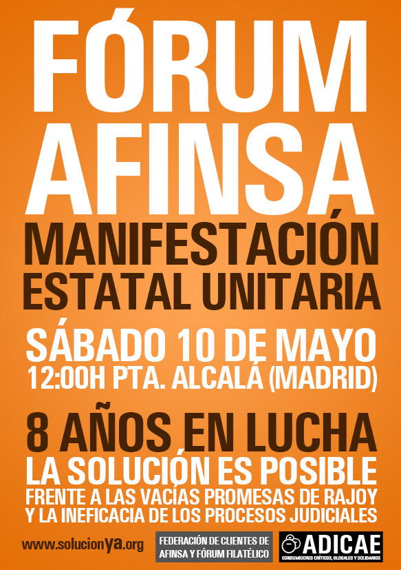 La Plataforma Unitaria Forum-Afinsa acude a Moncloa en el octavo aniversario del fraude de Forum y Afinsa